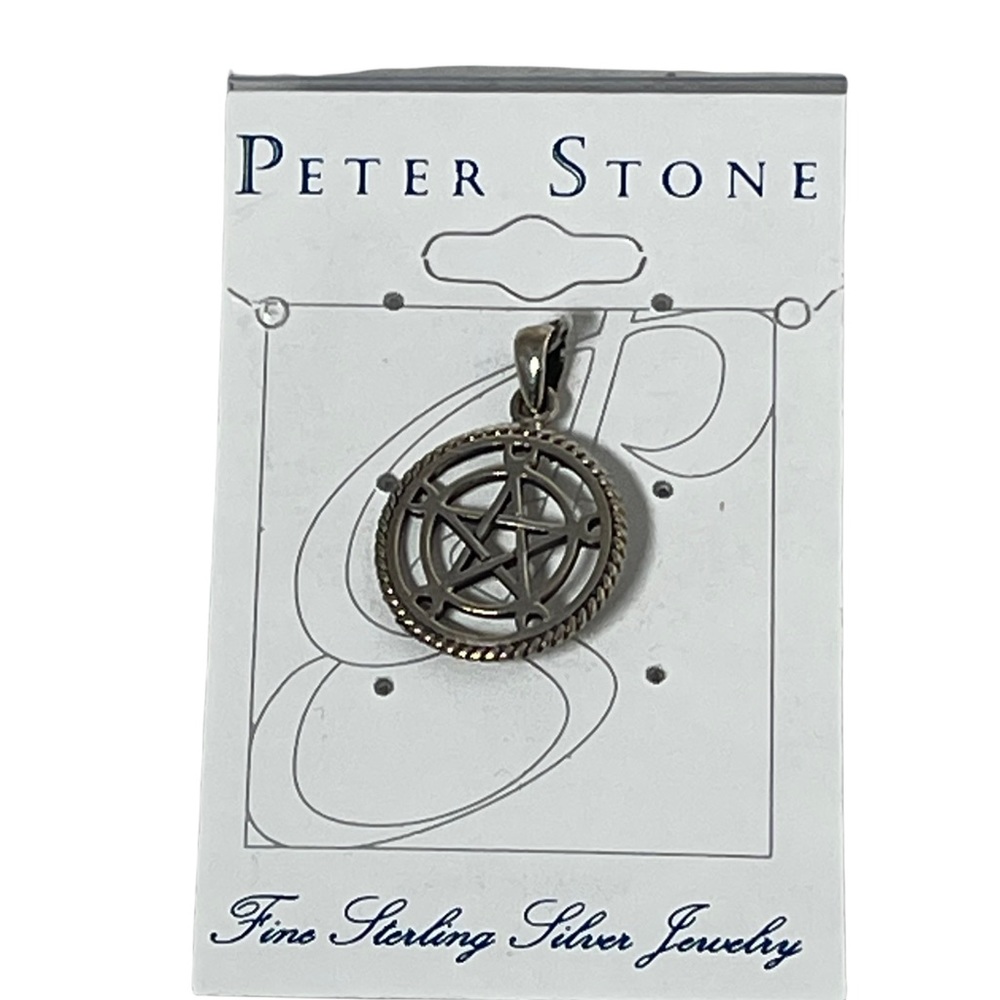 Peter Stone sterling silver 925 Pentacle pentagram pendant pagan
